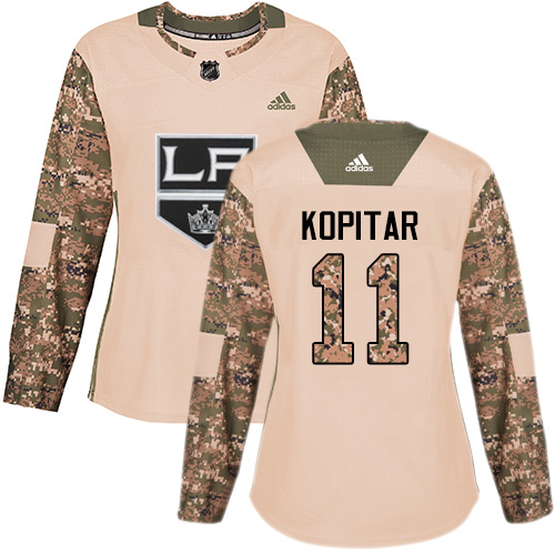 Adidas Kings #11 Anze Kopitar Camo Authentic Veterans Day Women's Stitched NHL Jersey - Click Image to Close